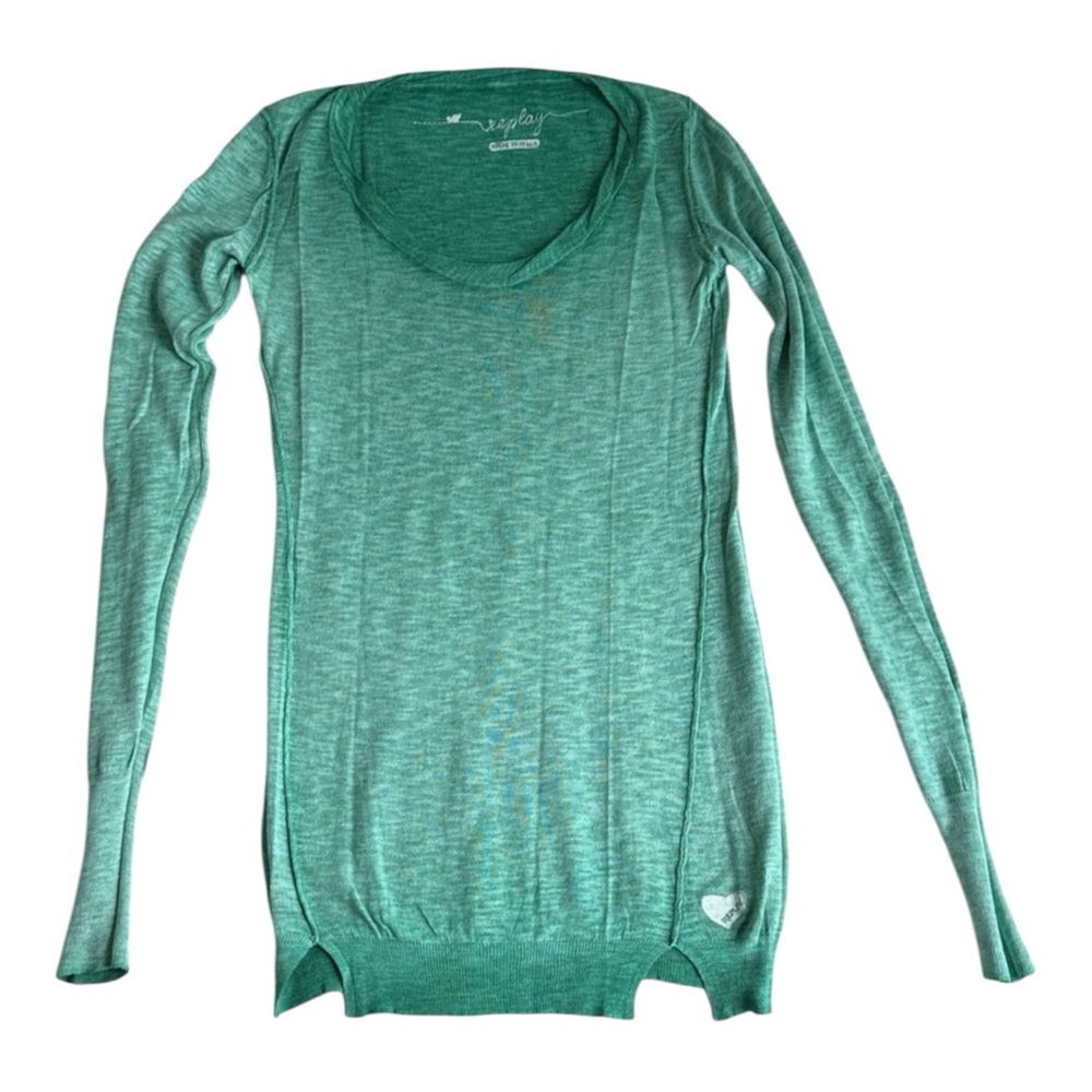 Replay Sugarlips Teal Lightweight Sweater – Size Medium – Stretch Cotton